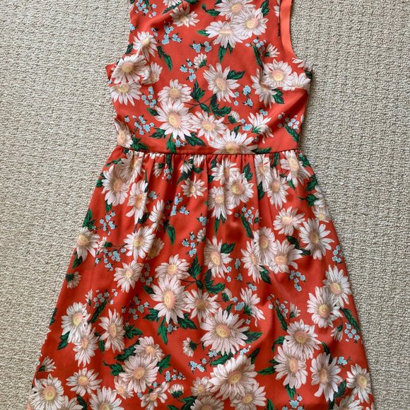 EVERLY Summer Sunflower Dress Size Small. Coral with white, blue, green accents. - Picture 5 of 5